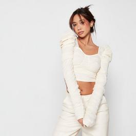 Missguided Mesh Ruched Milkmaid Top