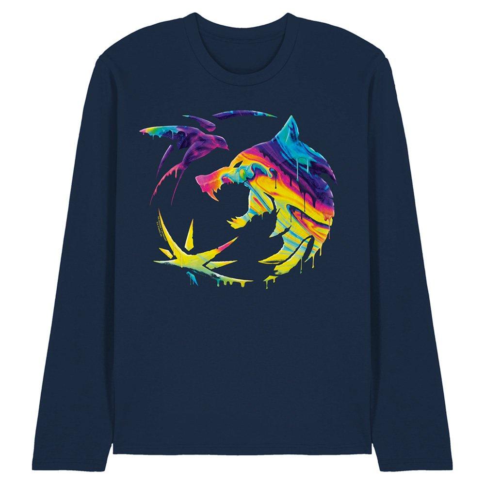 Navy - The Witcher - The Witcher Rainbow Paint Crest Long Sleeve T-Shir - 1