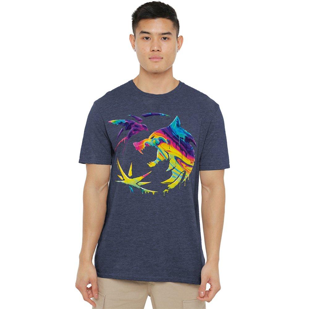 Navy - The Witcher - The Witcher Rainbow Paint Crest T Shirt Navy - 1