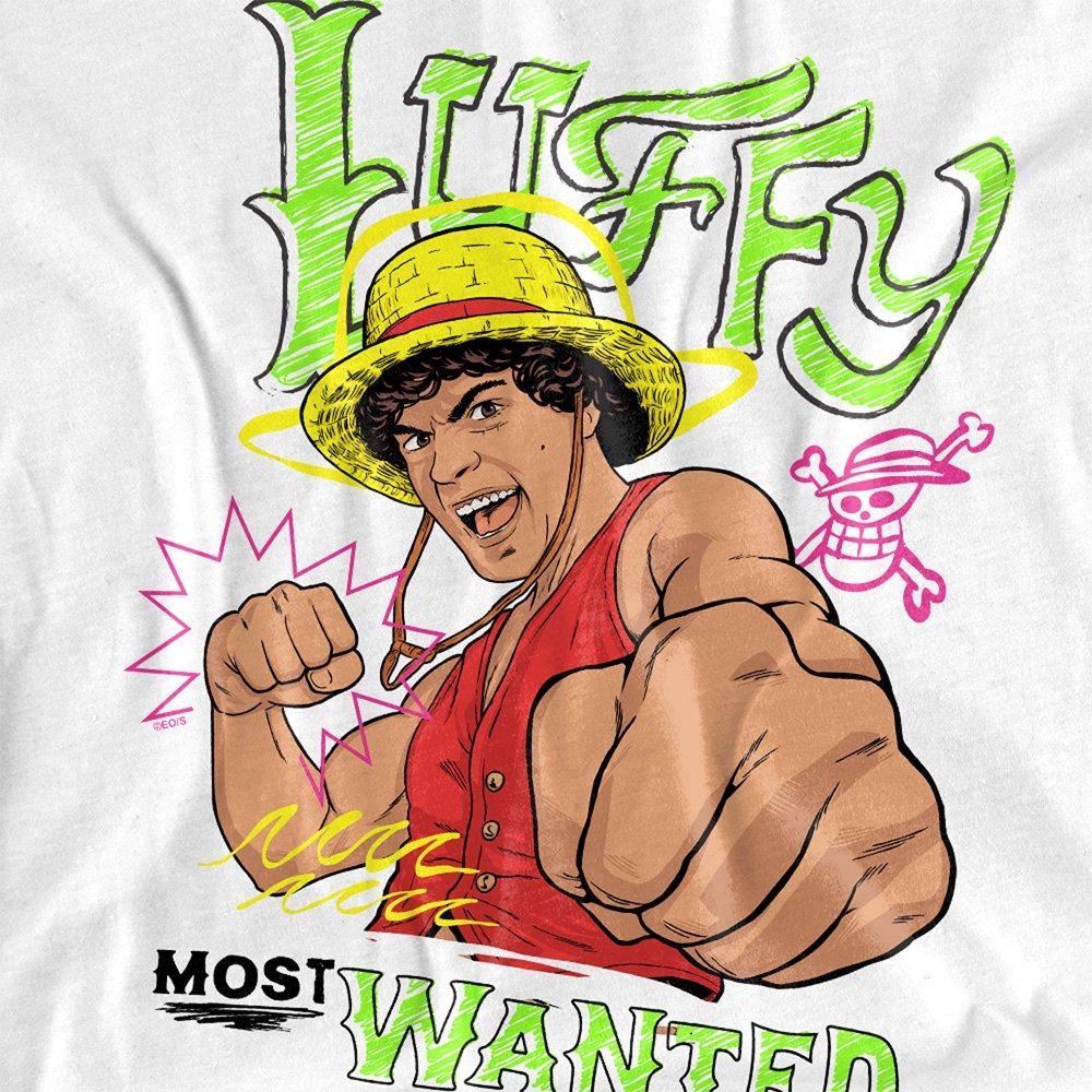 White - One Piece - One Piece Luffy Most Wanted Scribble Kids T-Shirt - 2