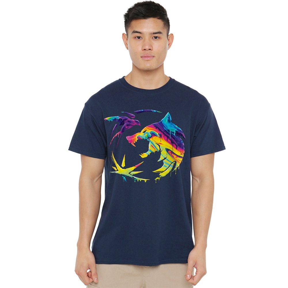 Navy - The Witcher - The Witcher Rainbow Paint Crest T-Shirt Navy - 1