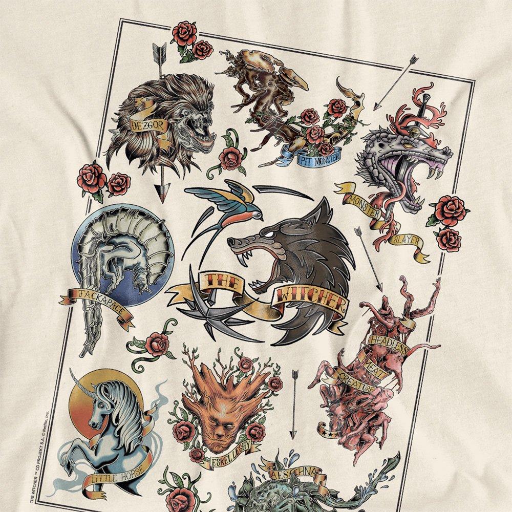 Beige - The Witcher - The Witcher Monster Tattoo Flash T Shirt Natural - 2