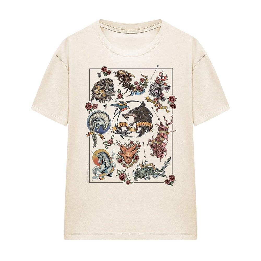 Beige - The Witcher - The Witcher Monster Tattoo Flash T Shirt Natural - 4