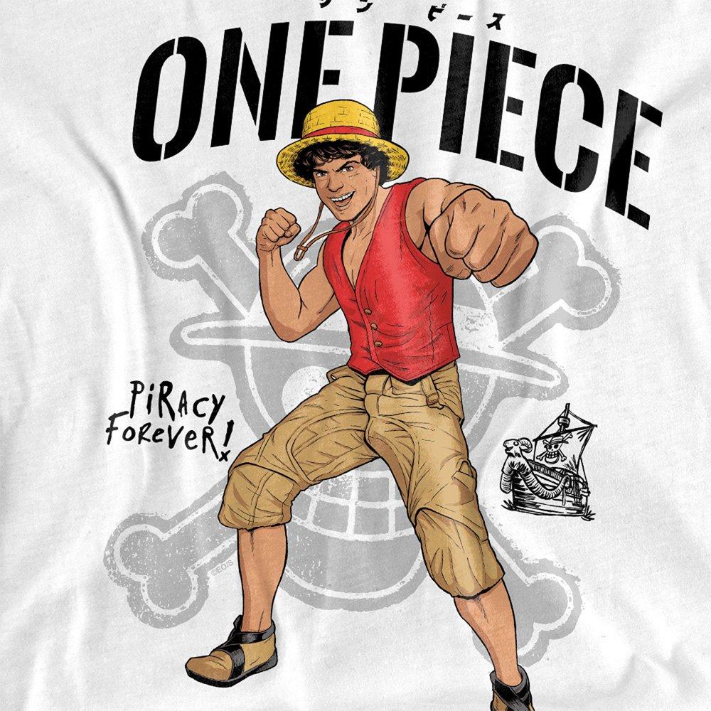 White - One Piece - One Piece Luffy Piracy Forever! Kids T-Shirt Whit - 2