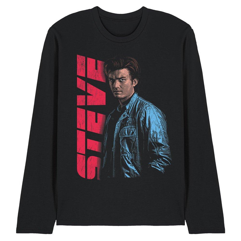 Black - Stranger Things - Stranger Things Steve Neo Homage Long Sleeve T-Shi - 1