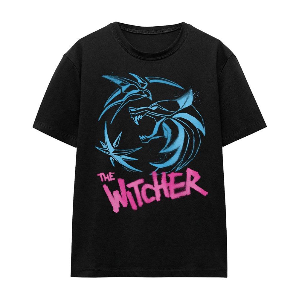 Black - The Witcher - The Witcher Graffiti Spray Crest T Shirt Black - 4