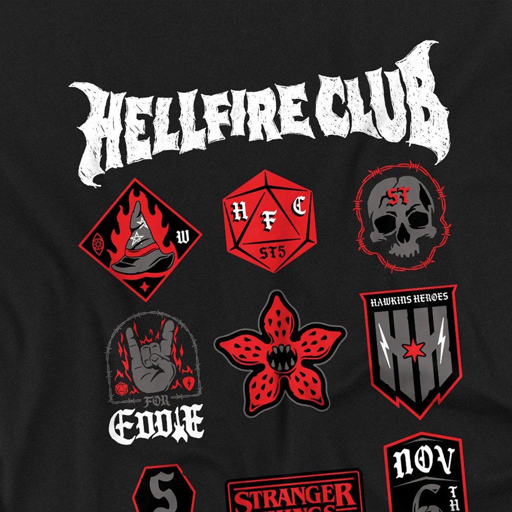 Black - Stranger Things - Stranger Things Hellfire Badges Kids T-Shirt Blac - 2