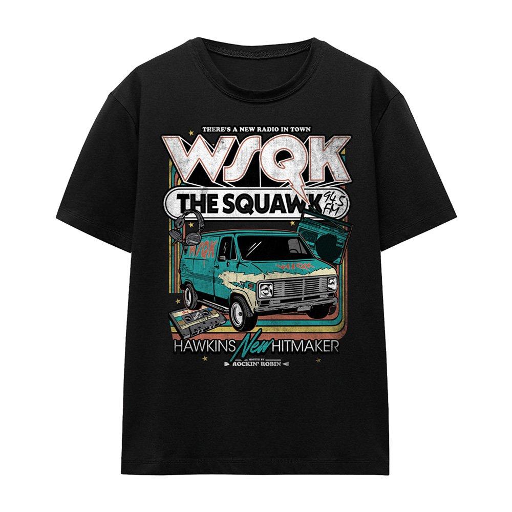Black - Stranger Things - Stranger Things Wsqk The Squawk Retro T Shirt Bla - 4