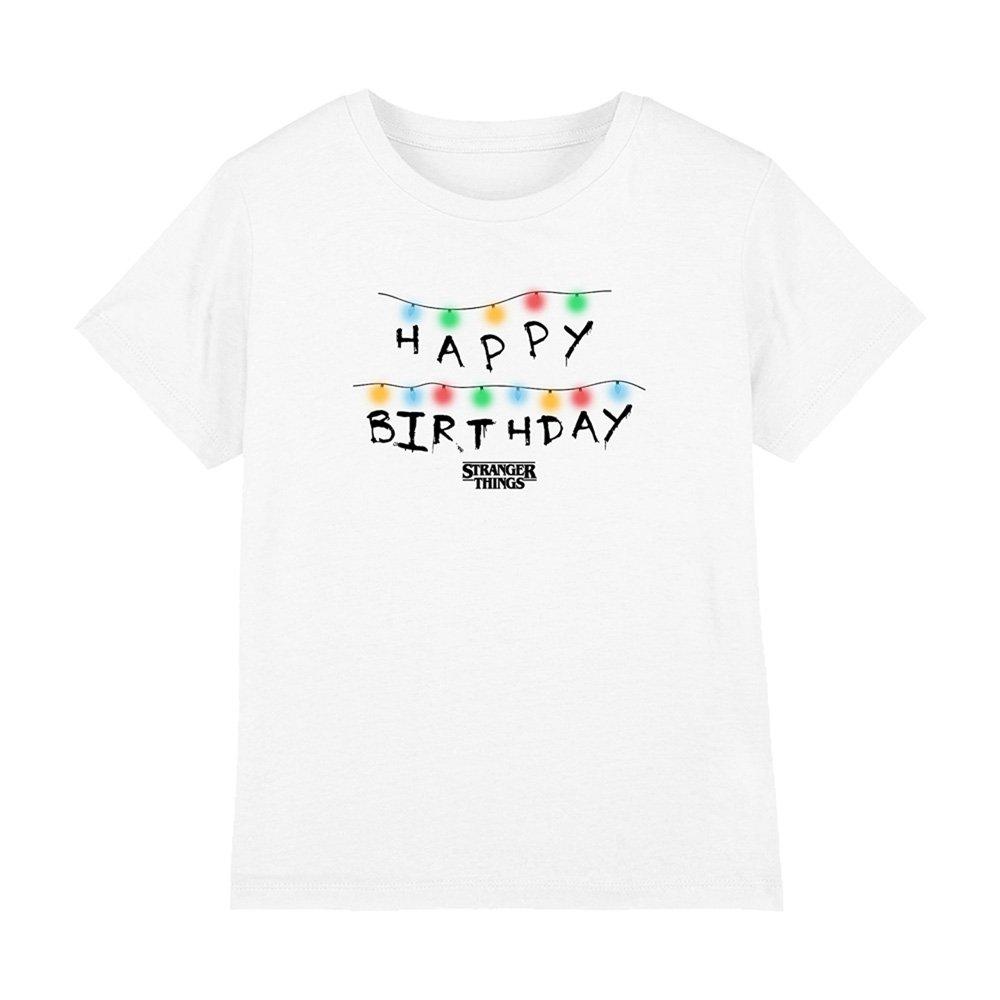 White - Stranger Things - Stranger Things Happy Birthday Lights Kids T-Shirt - 1