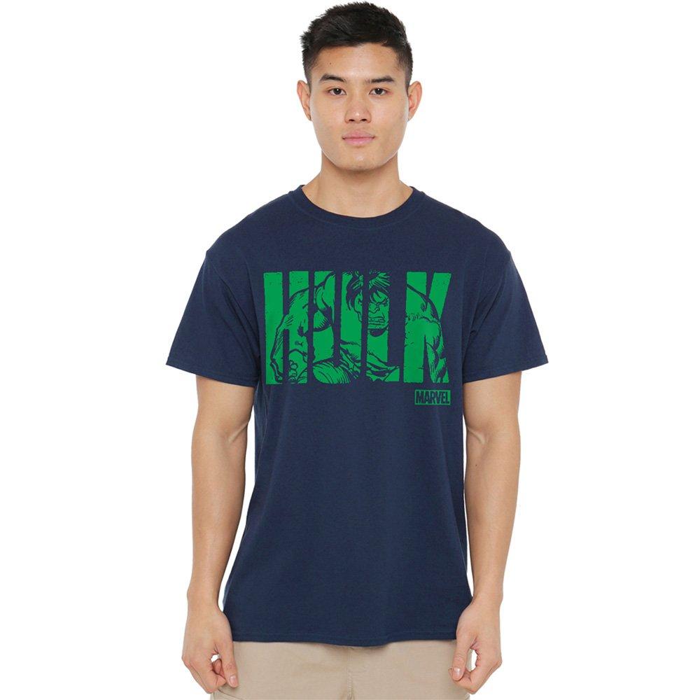 Marvel Men's Hulk Text T-Shirt - Navy - L