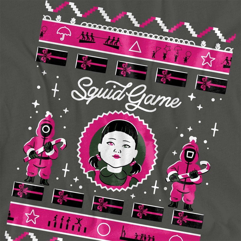 Charcoal - Squid Game - Squid Game Fair Isle Christmas Ladies T Shirt Cha - 2