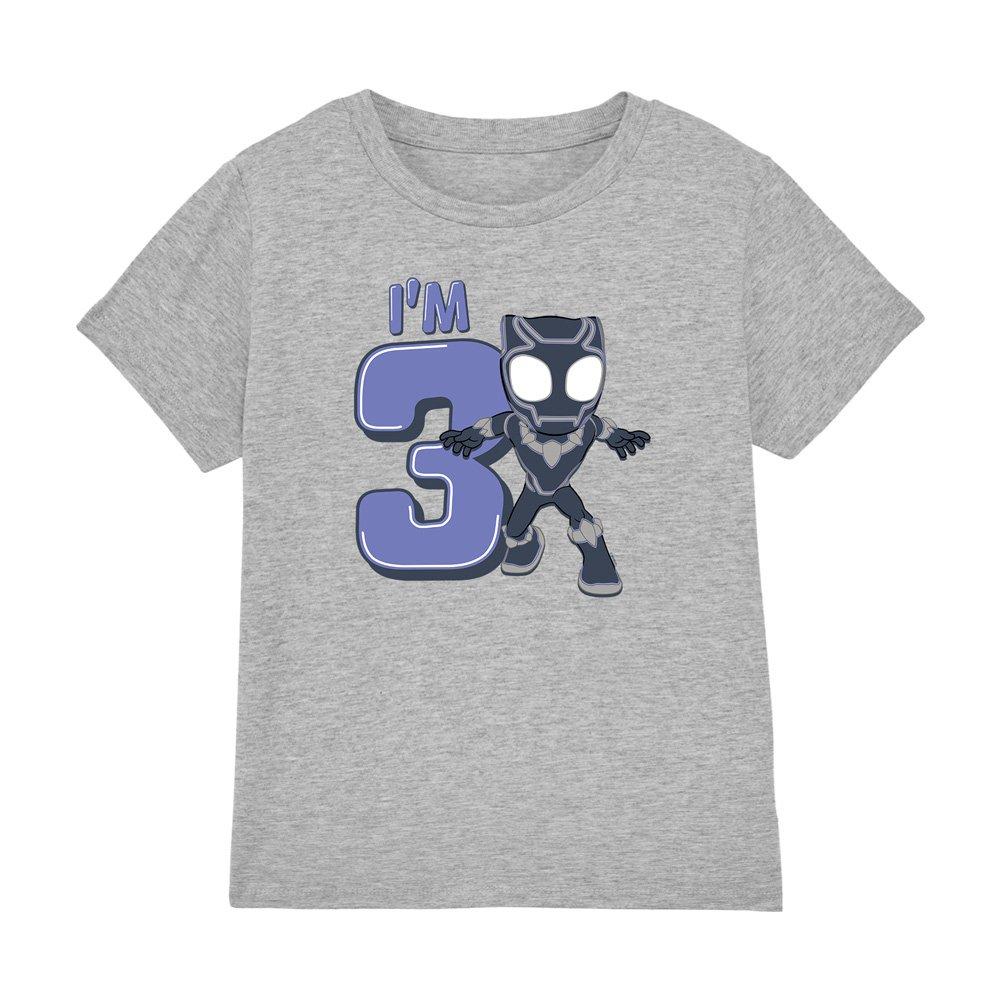 Light Grey - Black Panther - Black Panther Cute Birthday 3 Kids T-Shirt Light G - 1