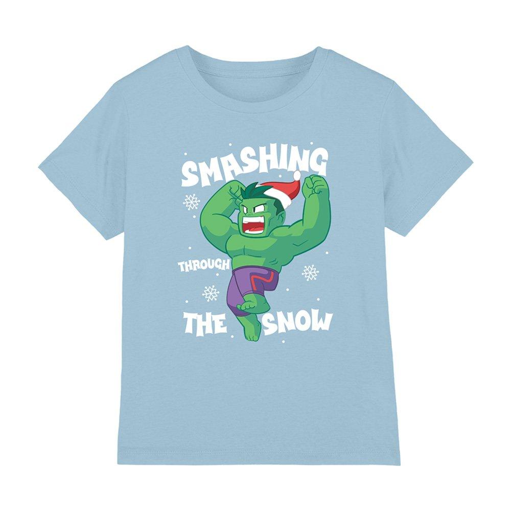 Light Blue - Spiderman - Hulk Smashing Through The Snow Kids T-Shirt Light - 1