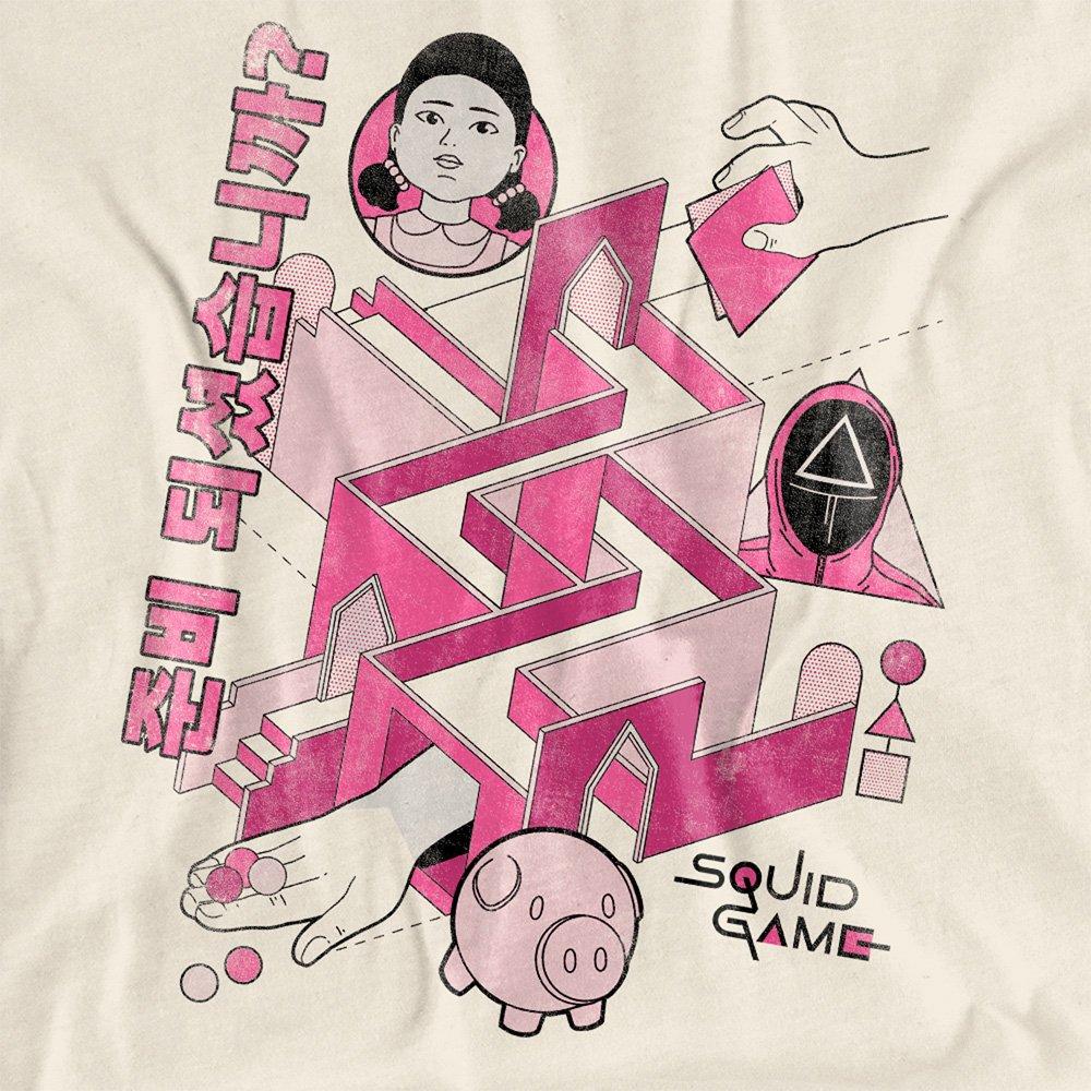 Natural - Squid Game - Squid Game Comic Maze Ladies T Shirt Natural - 2