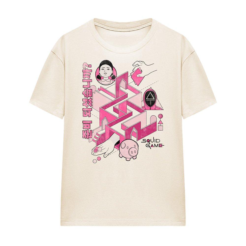 Natural - Squid Game - Squid Game Comic Maze Ladies T Shirt Natural - 4