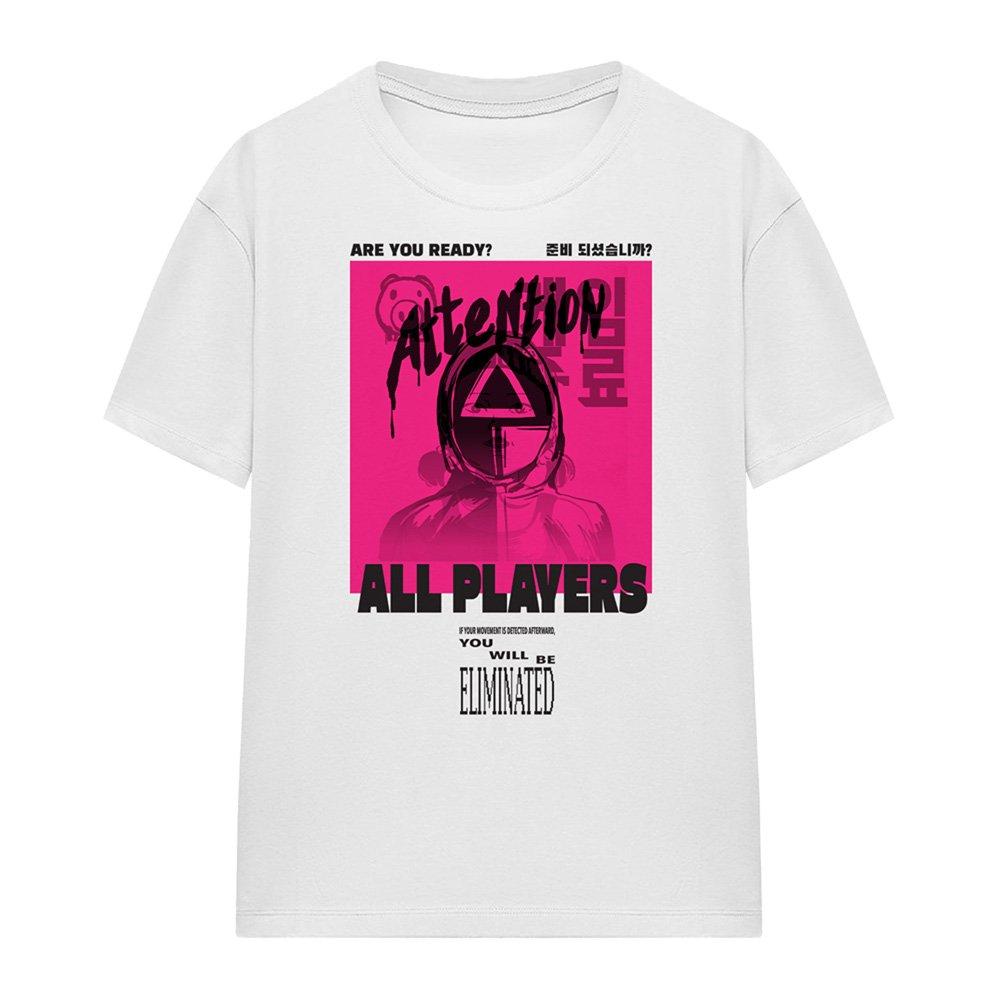 White - Squid Game - Squid Game Attention Guard Ladies T Shirt White - 4
