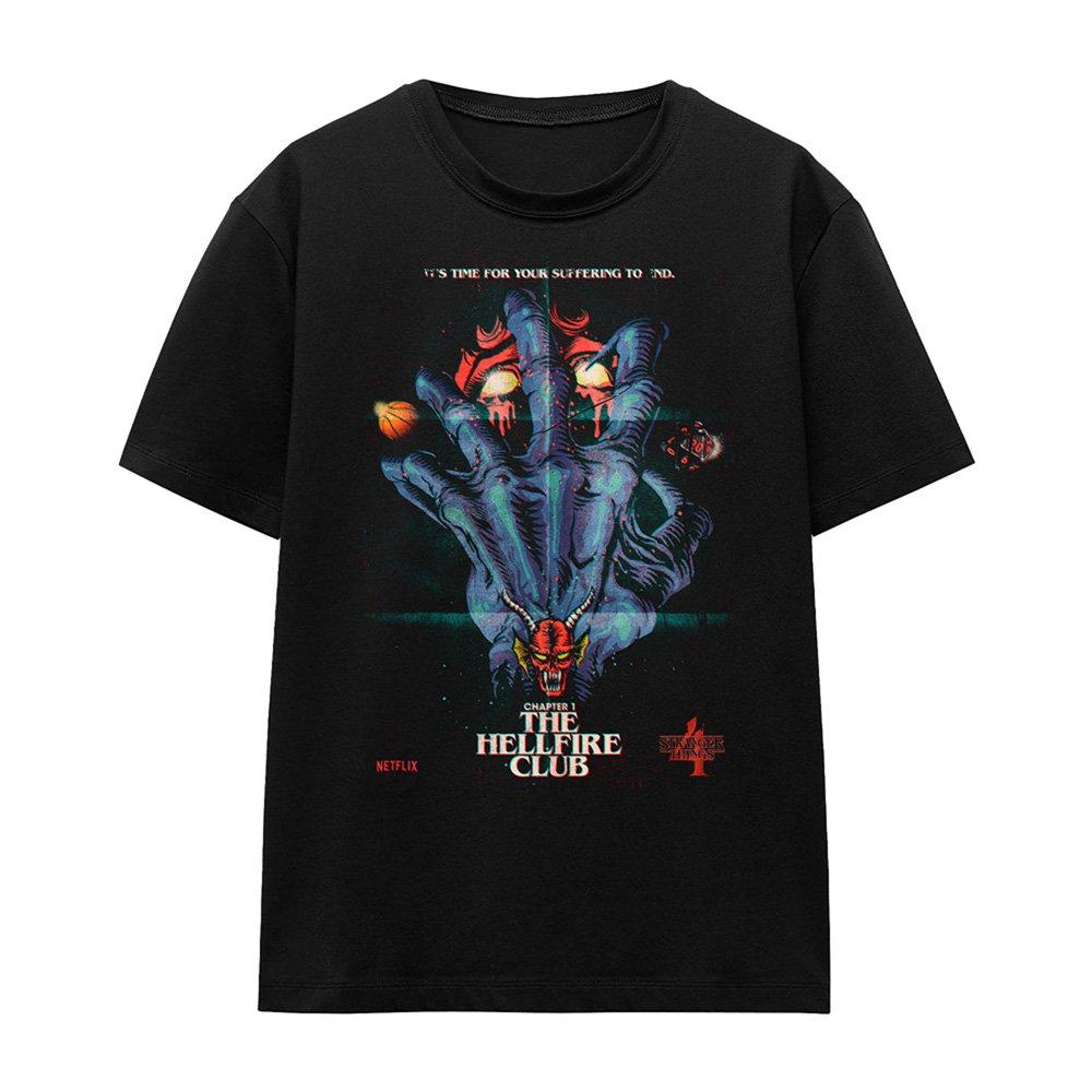 Black - Stranger Things - Stranger Things Hellfire Poster T-Shirt Black - 4