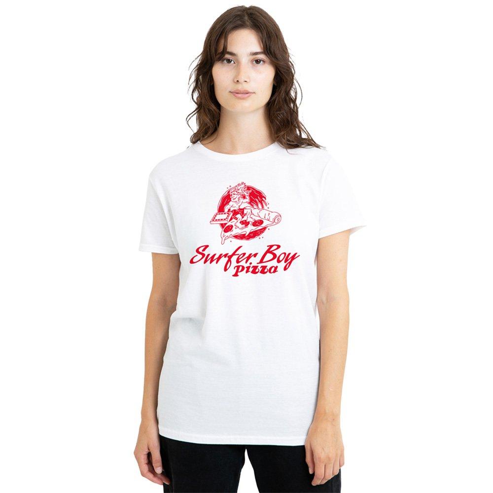 White - Stranger Things - Stranger Things Surfer Boy Pizza Ladies T Shirt W - 1