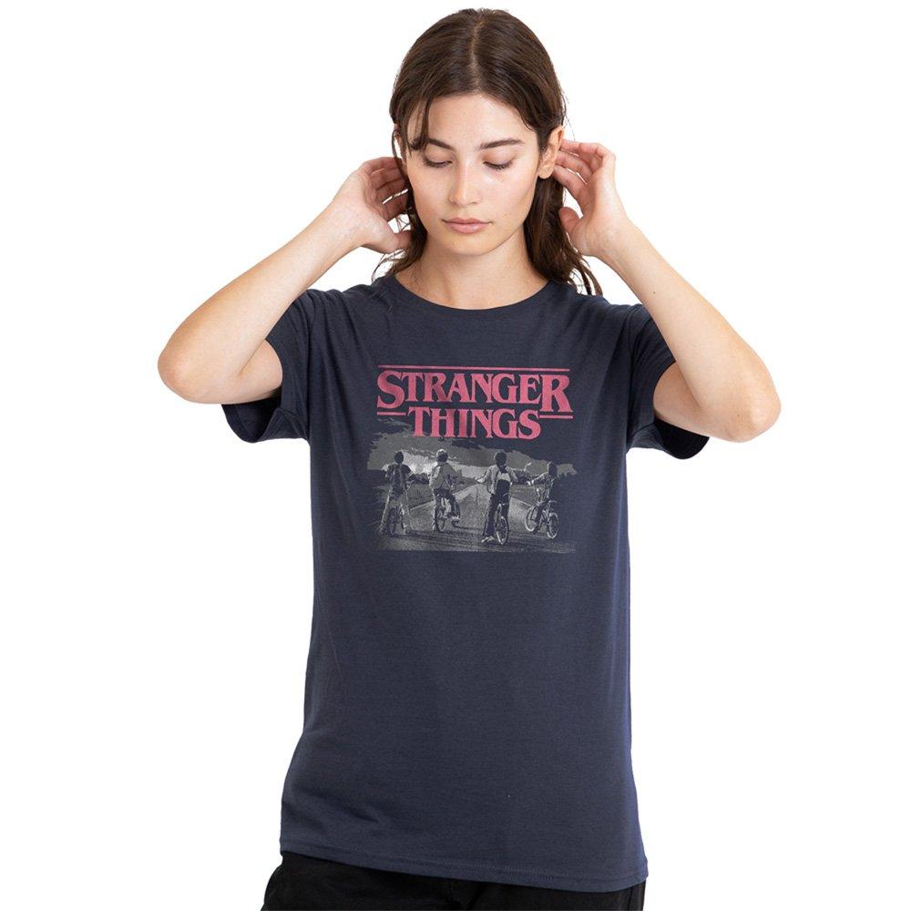 Navy - Stranger Things - Stranger Things Poster Bike Scene Ladies T Shirt - 1