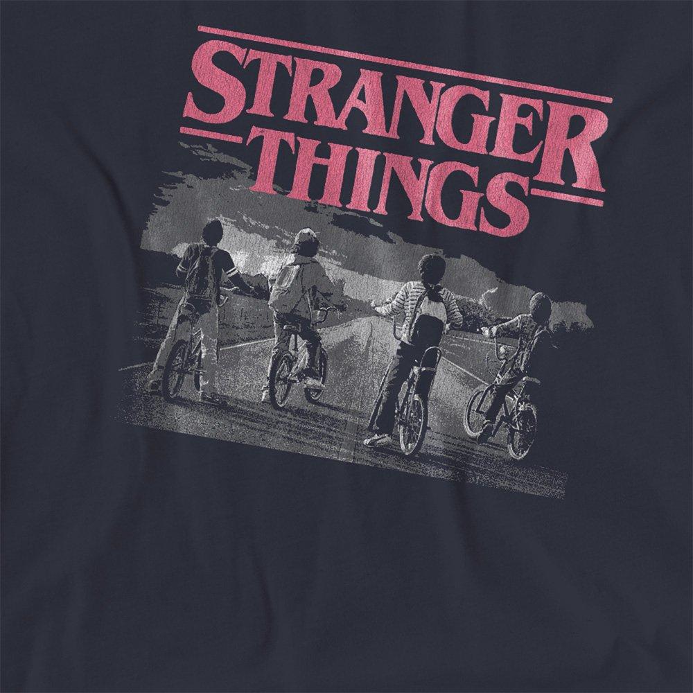 Navy - Stranger Things - Stranger Things Poster Bike Scene Ladies T Shirt - 2