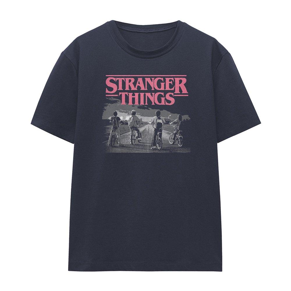 Navy - Stranger Things - Stranger Things Poster Bike Scene Ladies T Shirt - 4