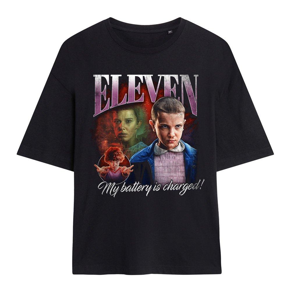Black - Stranger Things - Stranger Things Eleven Homage Oversized T-Shirt B - 1