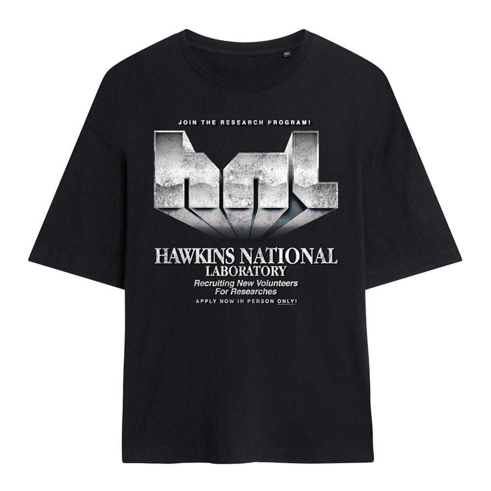 Black - Stranger Things - Stranger Things Hawkins Lab Logo Oversized T-Shirt - 1