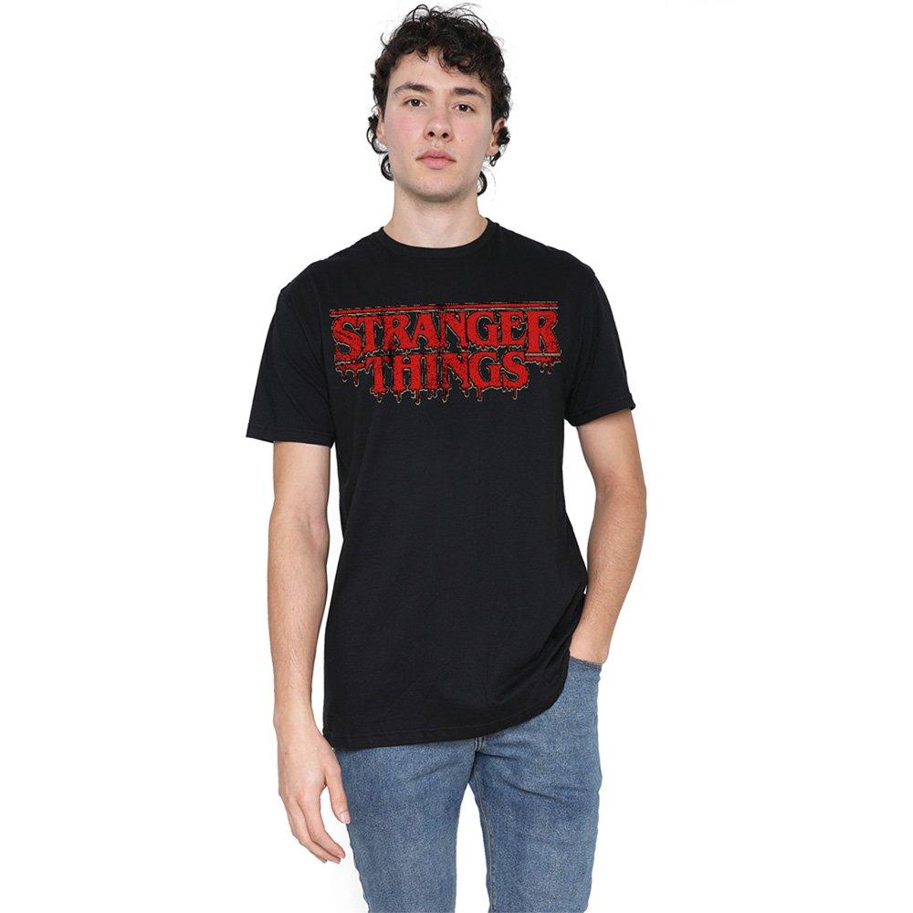 Black - Stranger Things - Stranger Things Retro Drippy Logo T-Shirt Black - 1