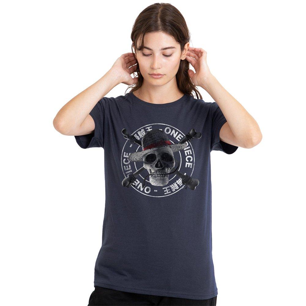 Navy - One Piece - One Piece Skull and Crossbones Stamp Ladies T Shir - 1