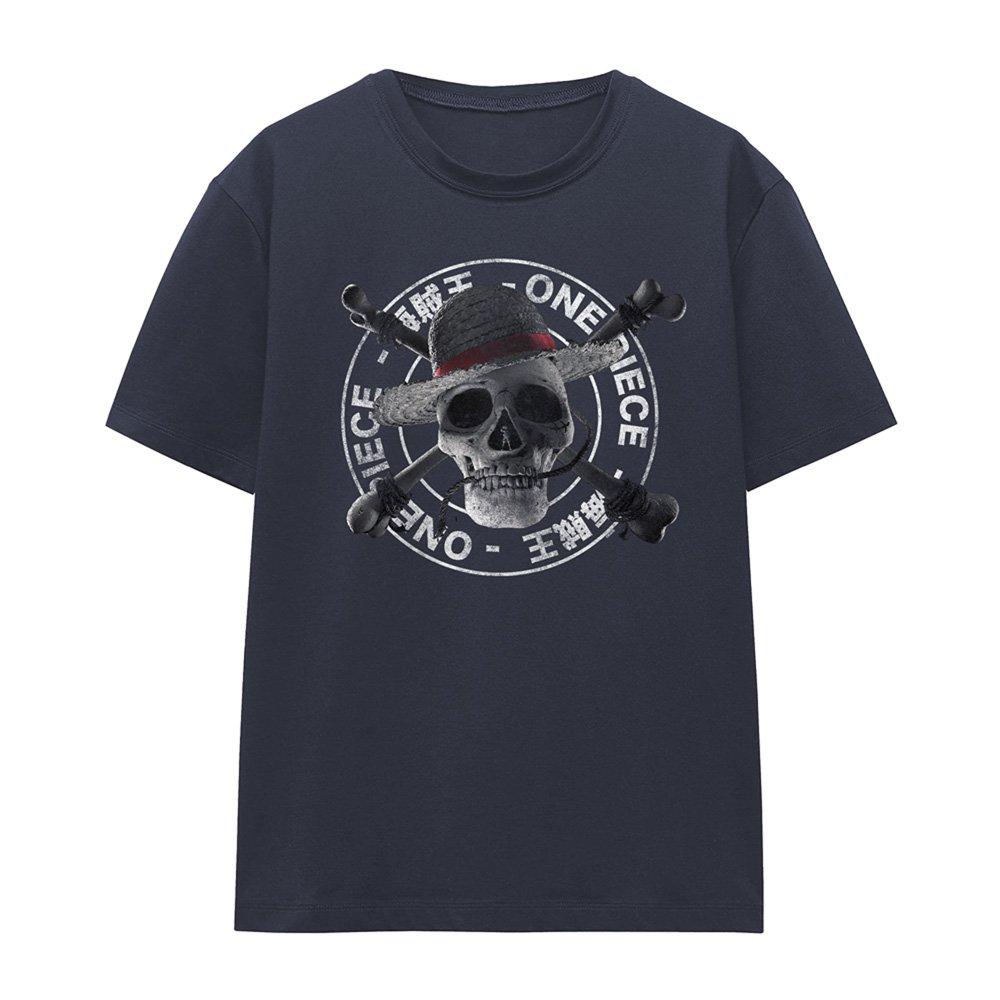Navy - One Piece - One Piece Skull and Crossbones Stamp Ladies T Shir - 4