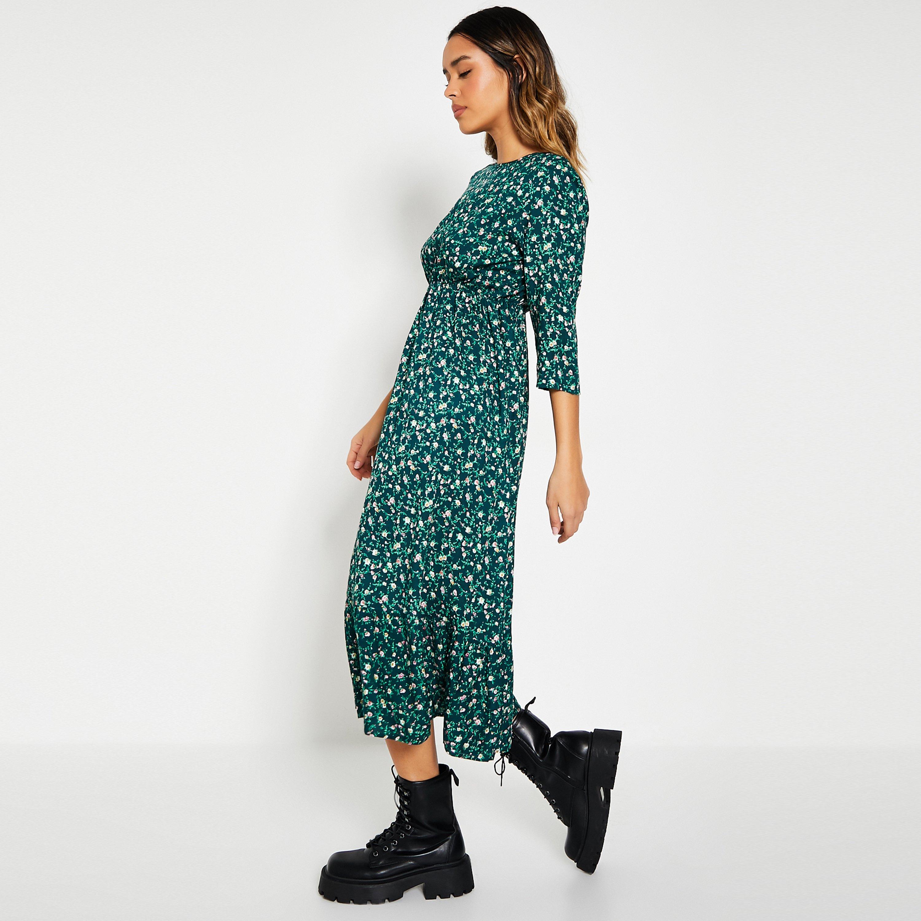 I Saw It First ISAWITFIRST Frill Hem Smock Midi Dress