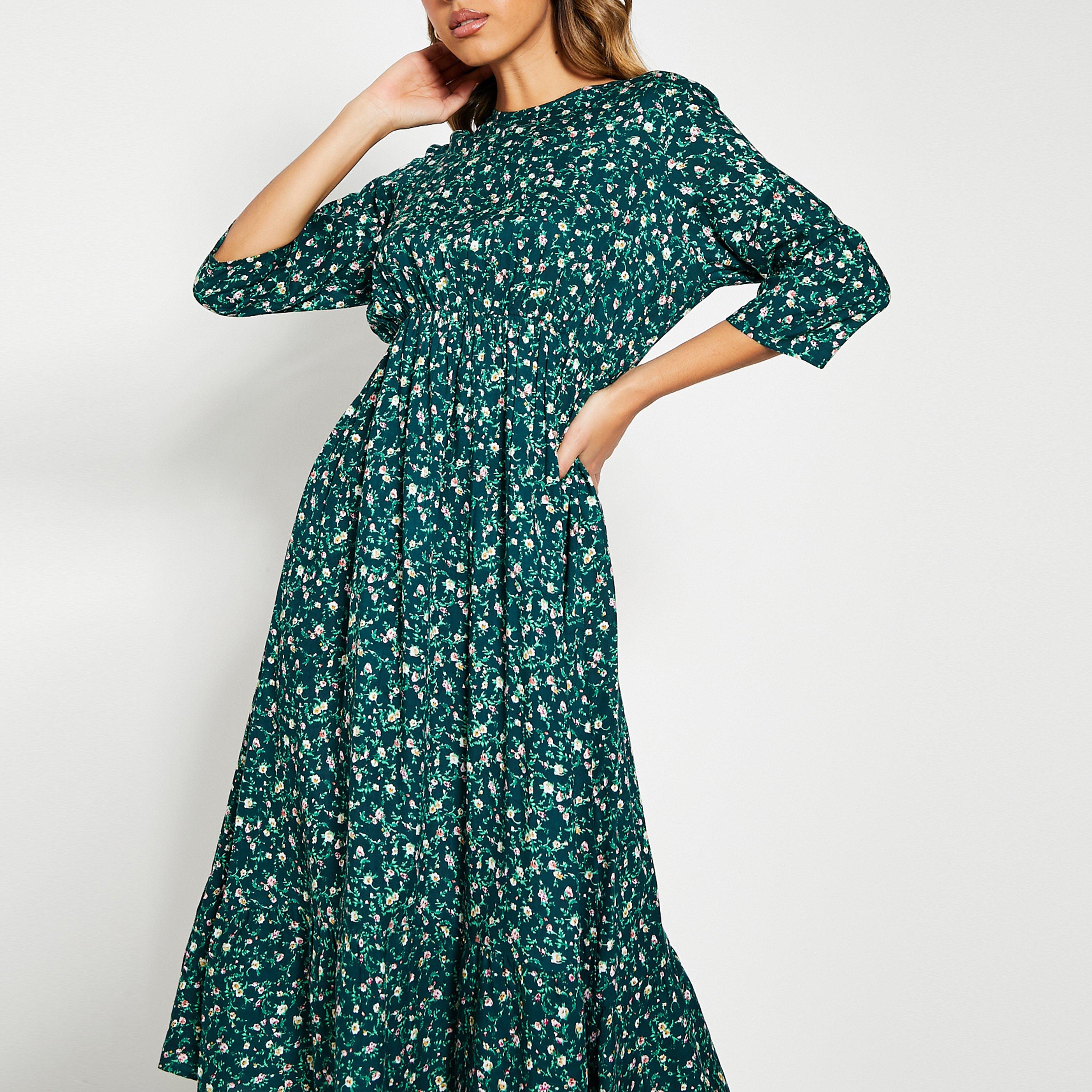 Emerald Green - I Saw It First - ISAWITFIRST Frill Hem Smock Midi Dress - 2