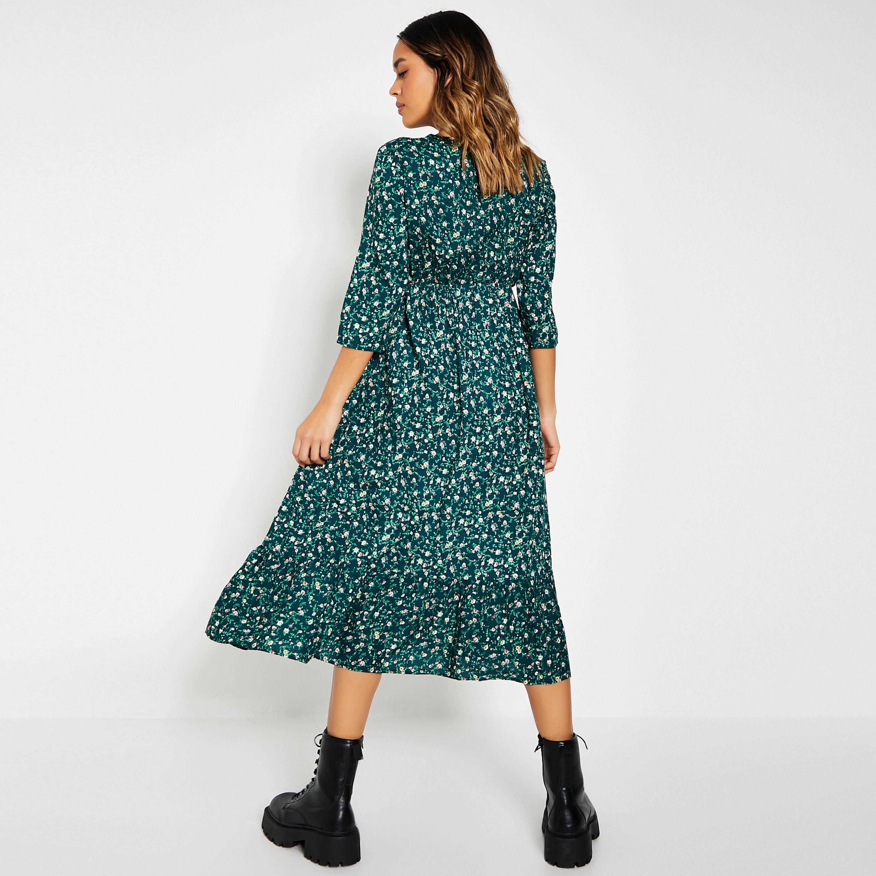 Emerald Green - I Saw It First - ISAWITFIRST Frill Hem Smock Midi Dress - 4