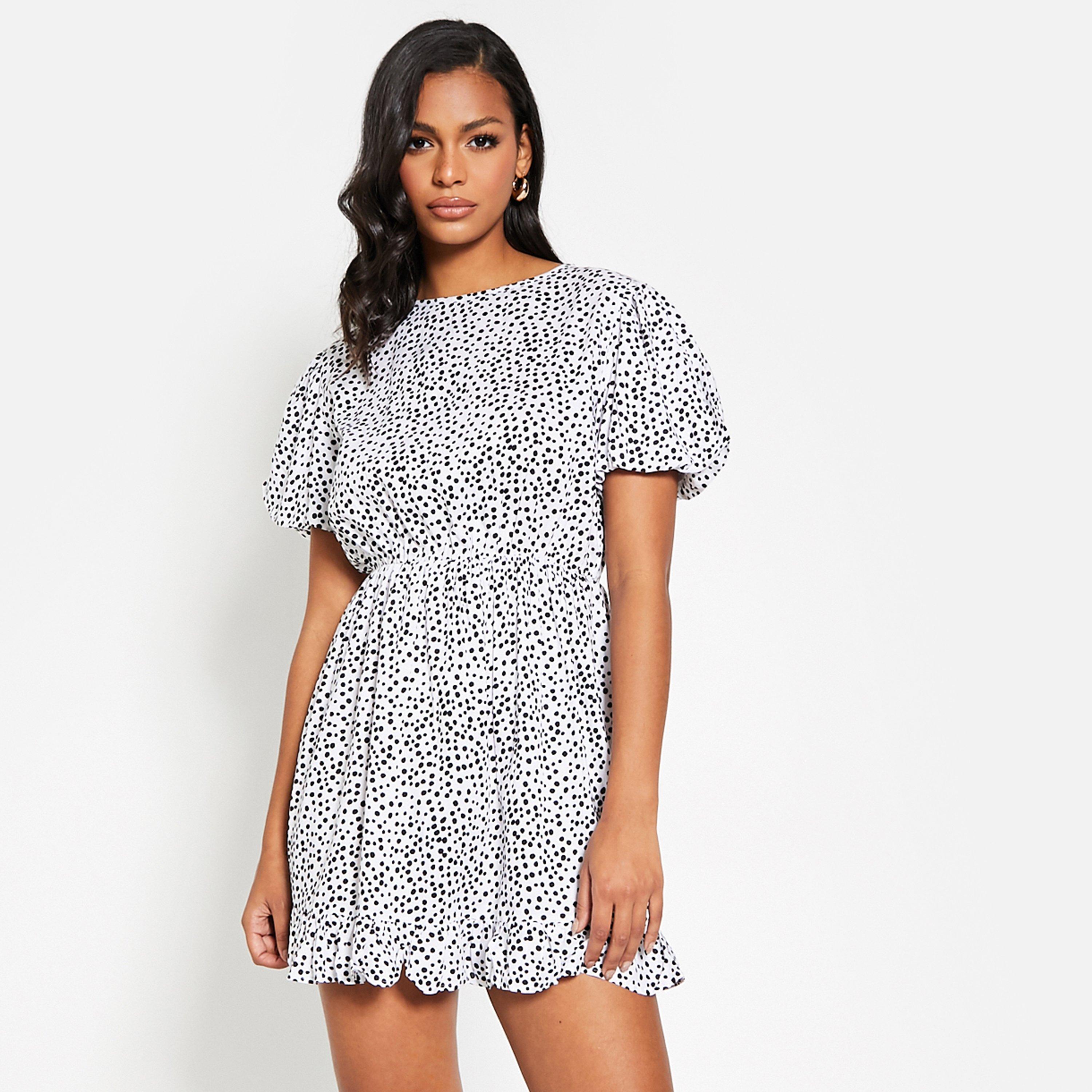 White - I Saw It First - ISAWITFIRST Polka Dot Puffball Sleeve Mini Dress - 4