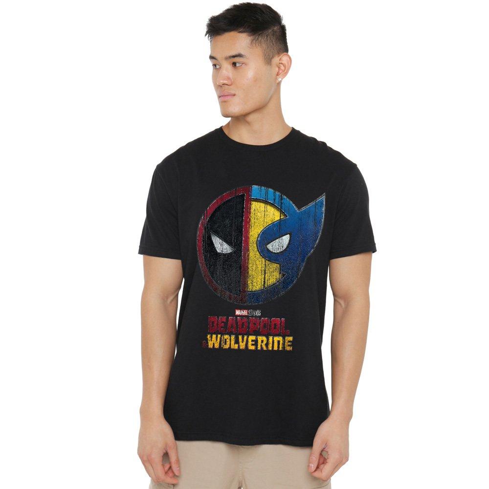 Black - Marvel - DEADPOOL & WOLVERINE WORN CREST T-Shirt Black - 1