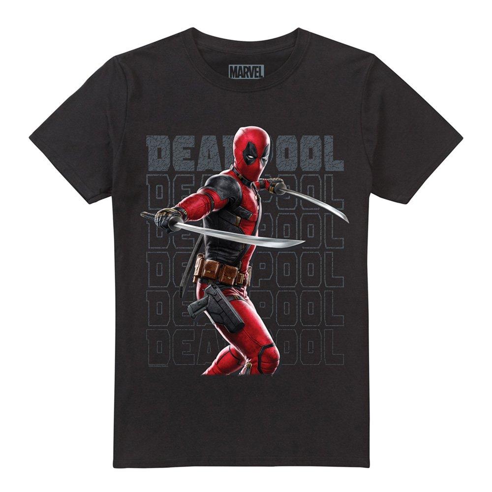 Black - Marvel - Deadpool Wolverine Wade Katanas T Shirt Black - 4