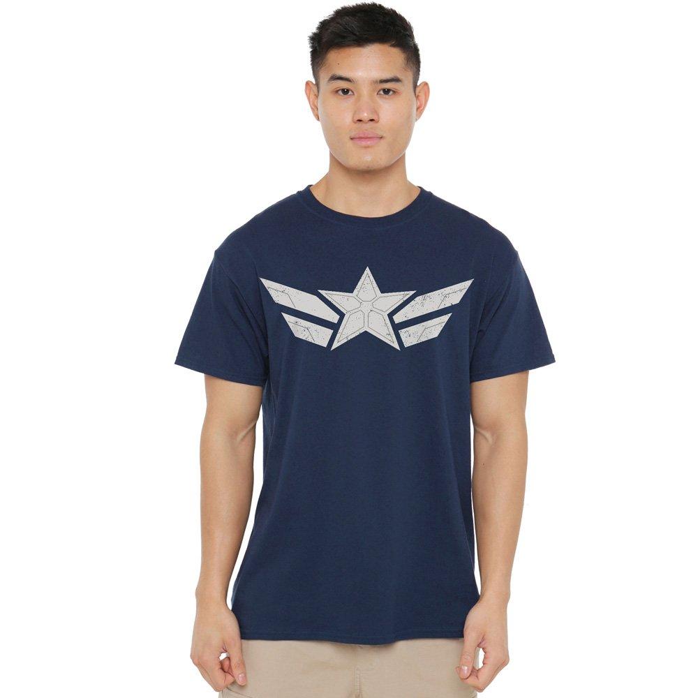 Marvel Men's Captain America Brave New World Star T-Shirt Navy - L