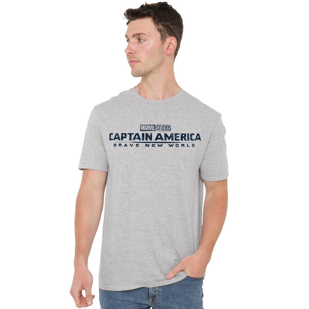 Light Grey - Marvel - Captain America Brave New World Distressed Logo T- - 1