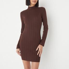 Missguided Rib High Neck Knit Mini Dress