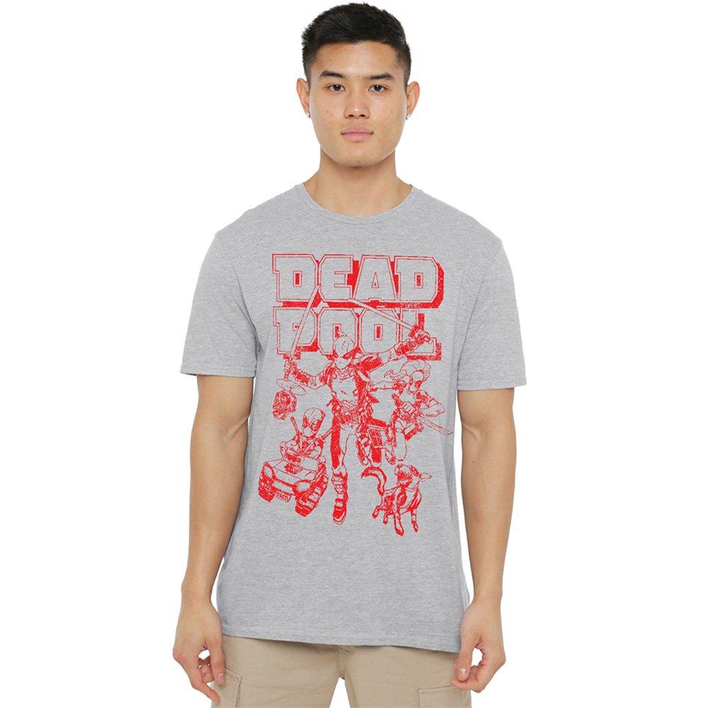 Light Grey - Marvel - Deadpool Corps Red Attack T Shirt Athletic Heathe - 1