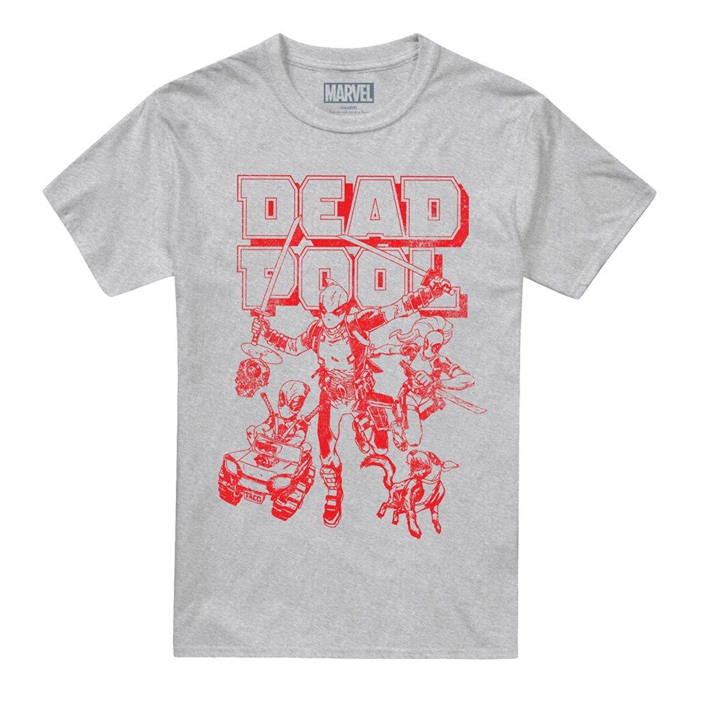 Light Grey - Marvel - Deadpool Corps Red Attack T Shirt Athletic Heathe - 4
