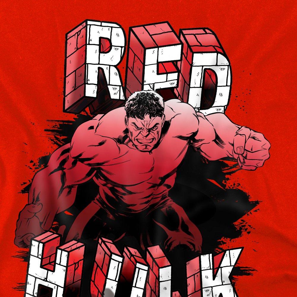 Red - Marvel - Red Hulk Bricks Kids T-Shirt Red - 2