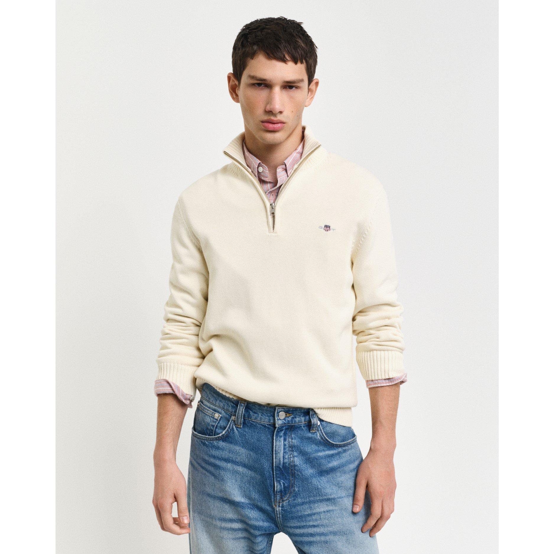 Gant Casual Cotton Half-Zip - Cream - Size 2XL