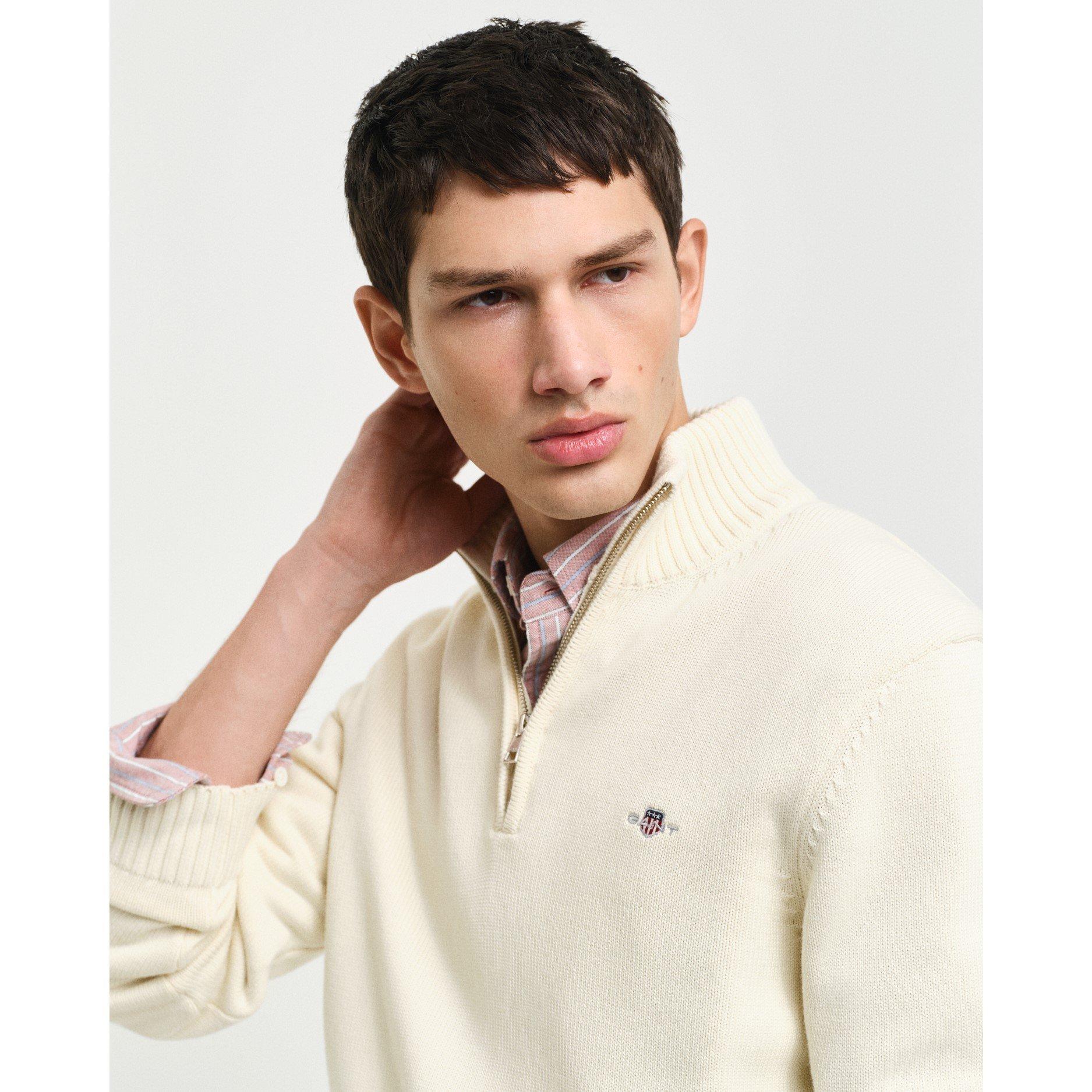 Cream - Gant - Casual Cotton Half-Zip - 2