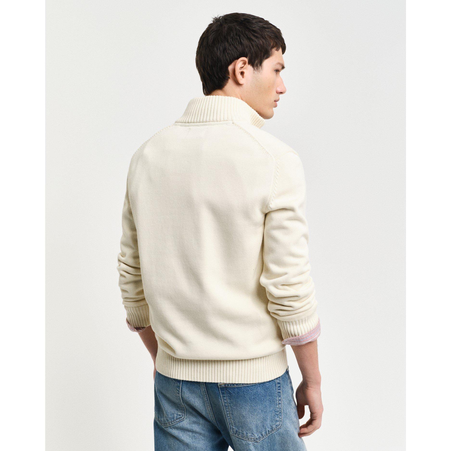 Cream - Gant - Casual Cotton Half-Zip - 4