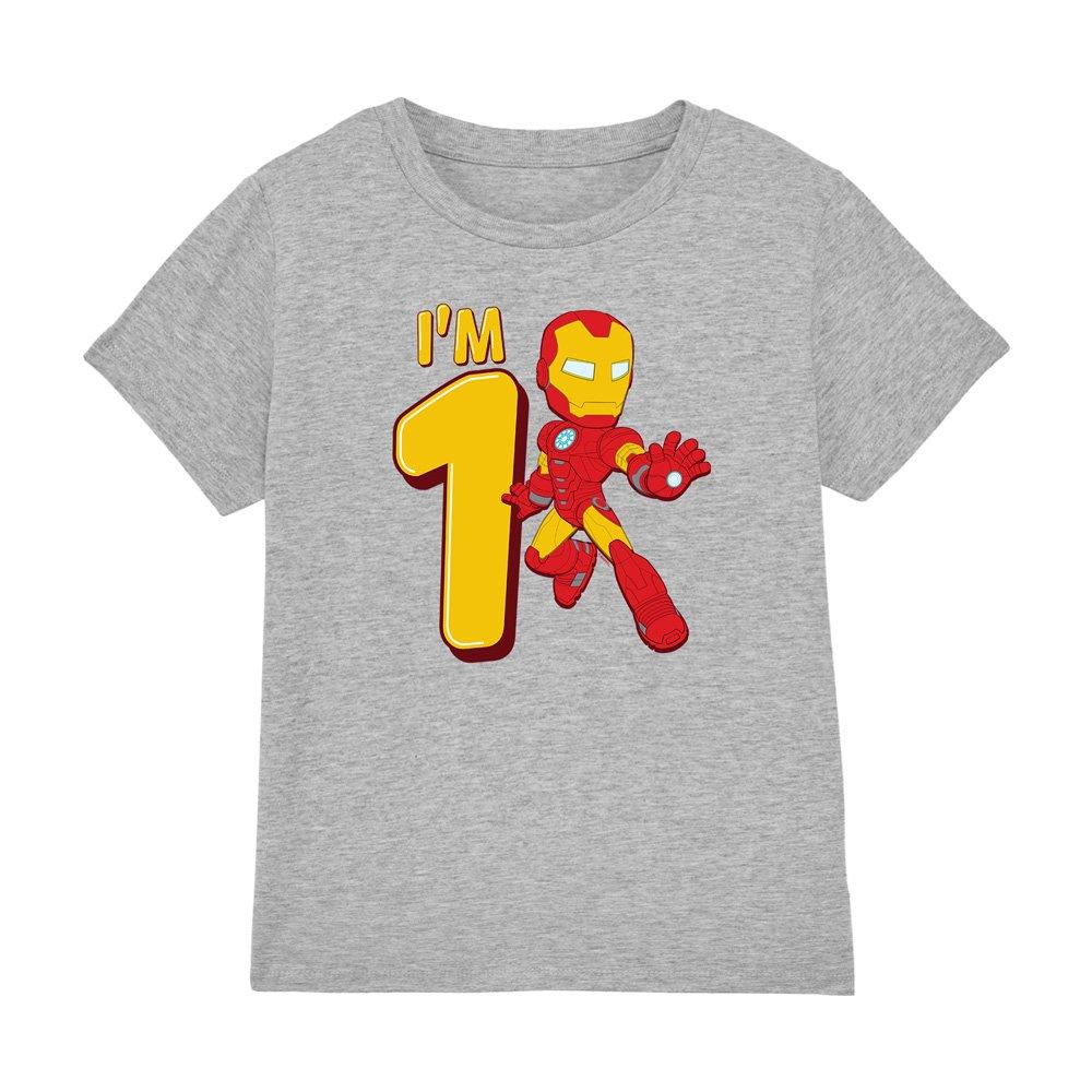 Light Grey - Iron Man - Iron Man Cute Birthday 1 Kids T-Shirt Light Grey - 1
