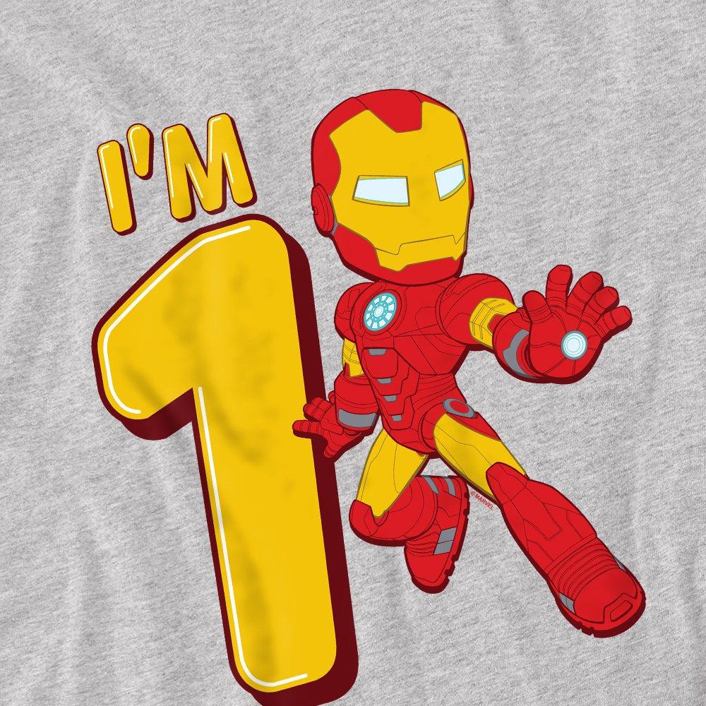 Light Grey - Iron Man - Iron Man Cute Birthday 1 Kids T-Shirt Light Grey - 2