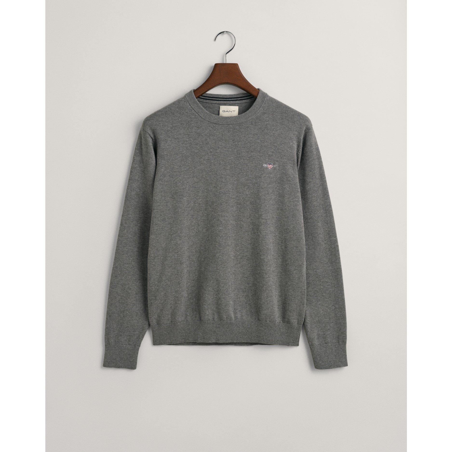 Grey Melange092 - Gant - Classic Cotton Crew Neck Sweater - 7