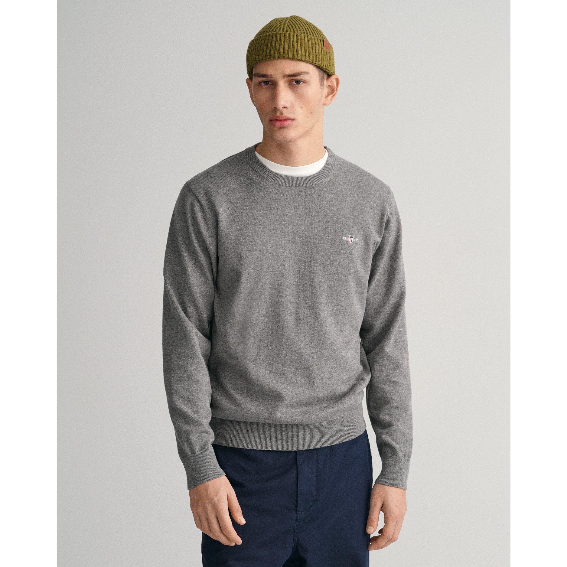 Grey Melange092 - Gant - Classic Cotton Crew Neck Sweater - 3