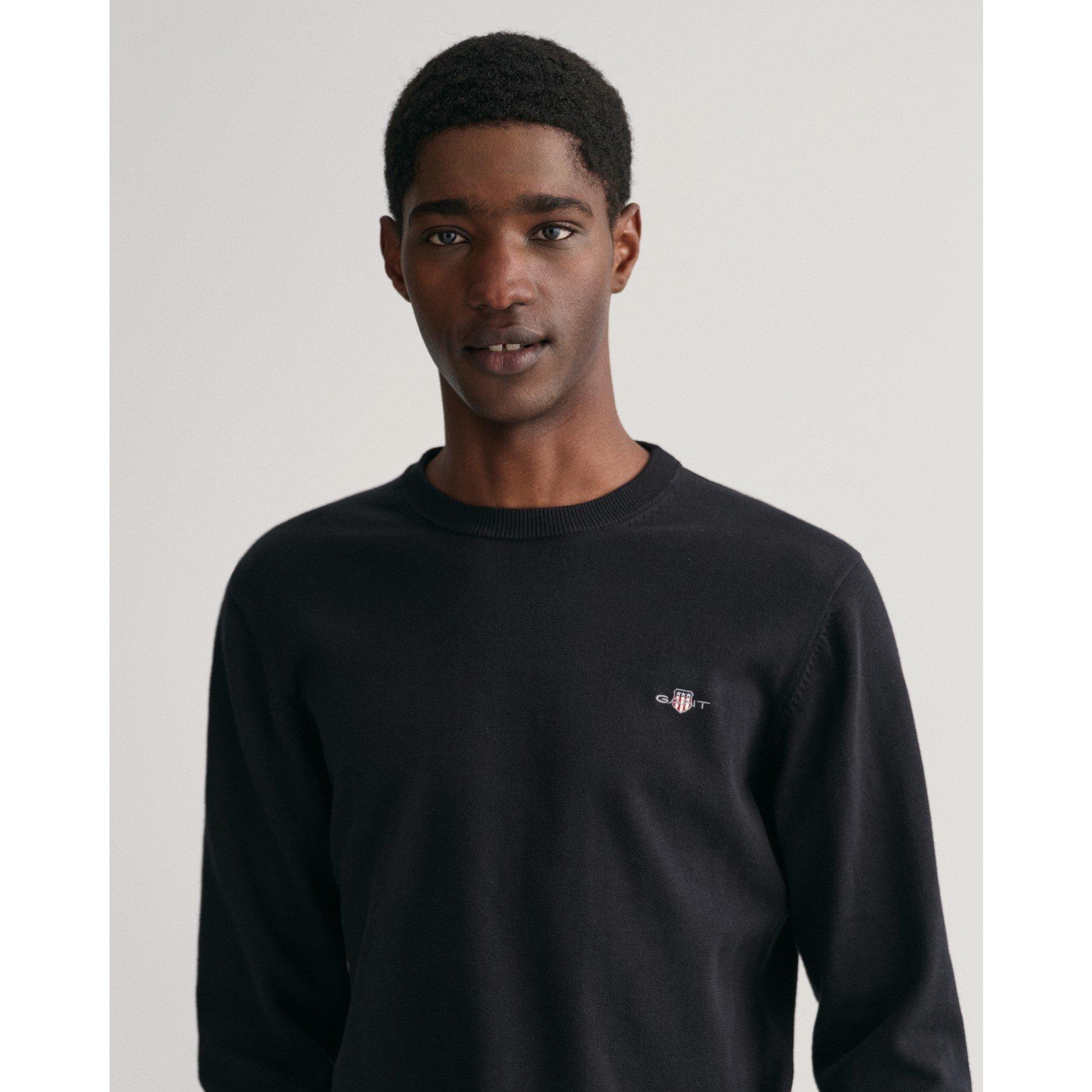 Black 005 - Gant - Classic Cotton Crew Neck Sweater - 5